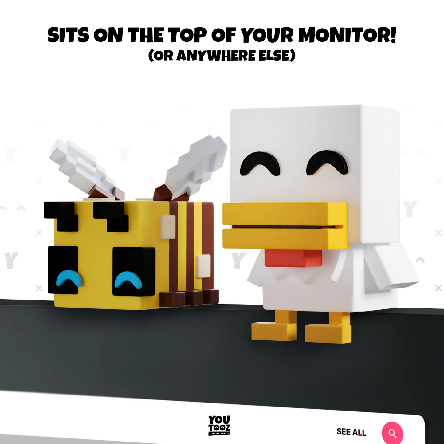 Minecraft Youtooz Monitor Buddiez Bee and Chicken