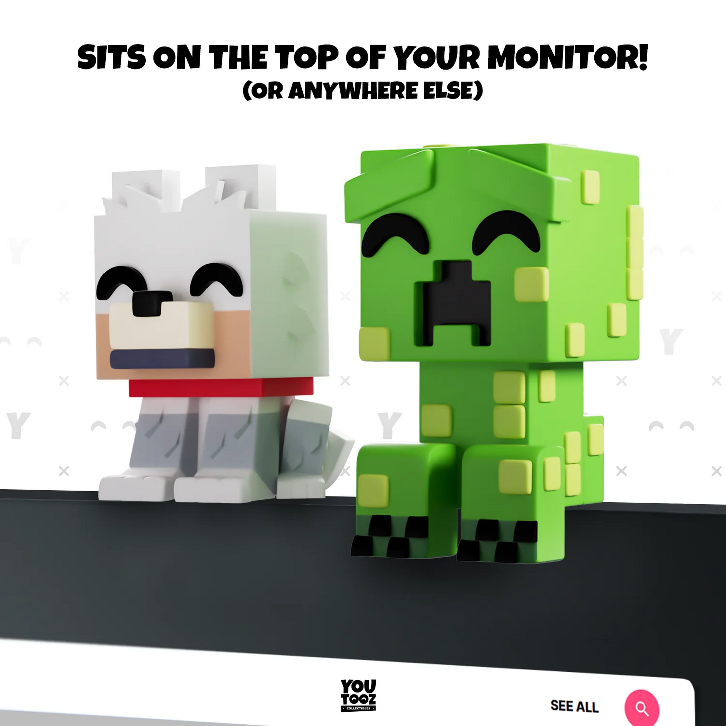 Minecraft Youtooz Monitor Buddiez Wolf and Creeper
