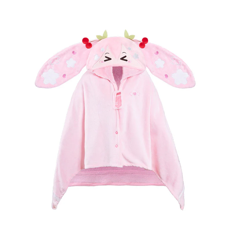 Moeyu - Hatsune Miku Sakura Miku Hooded Blanket Pillow Warm Flannel Shawl