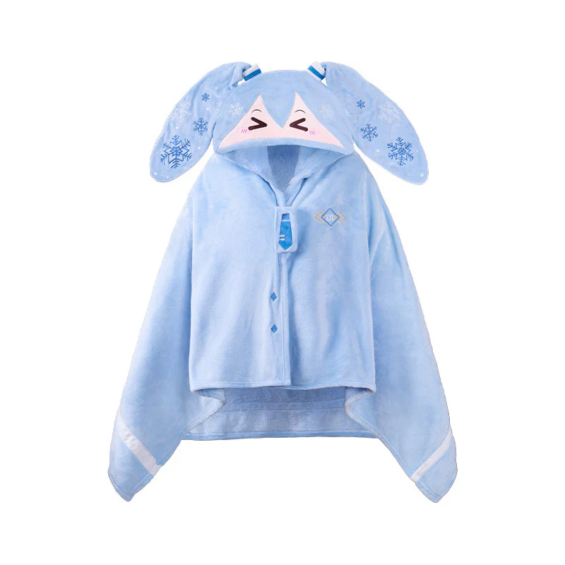 Moeyu - Hatsune Miku Snow Miku Hooded Blanket Pillow Warm Flannel Shawl