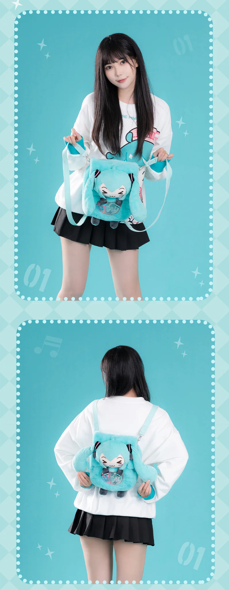 Moeyu - Hatsune Miku Squinty Eyes Series Plush Backpack