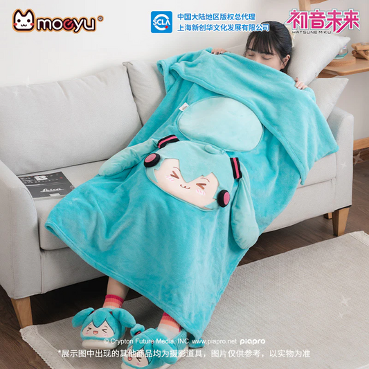 Moeyu - Hatsune Miku Squinting Eyes Pillow & Blanket (2-in-1)