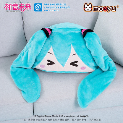 Moeyu - Hatsune Miku Squinting Eyes Series Multifunctional Hooded Blanket Pillow Warm Flannel Shawl