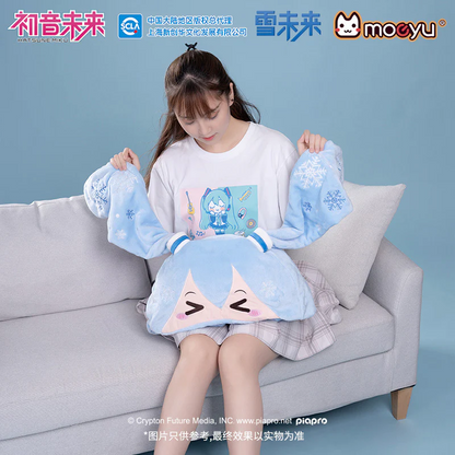 Moeyu - Hatsune Miku Snow Miku Hooded Blanket Pillow Warm Flannel Shawl