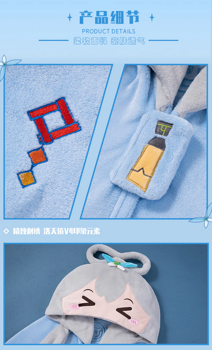 Moeyu - VSinger Luo Tianyi Squinting Eyes Series Multifunctional Hooded Blanket Pillow Warm Flannel Shawl