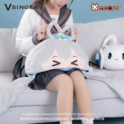Moeyu - VSinger Luo Tianyi Squinting Eyes Series Multifunctional Hooded Blanket Pillow Warm Flannel Shawl