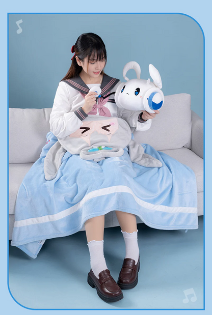 Moeyu - VSinger Luo Tianyi Squinting Eyes Series Multifunctional Hooded Blanket Pillow Warm Flannel Shawl
