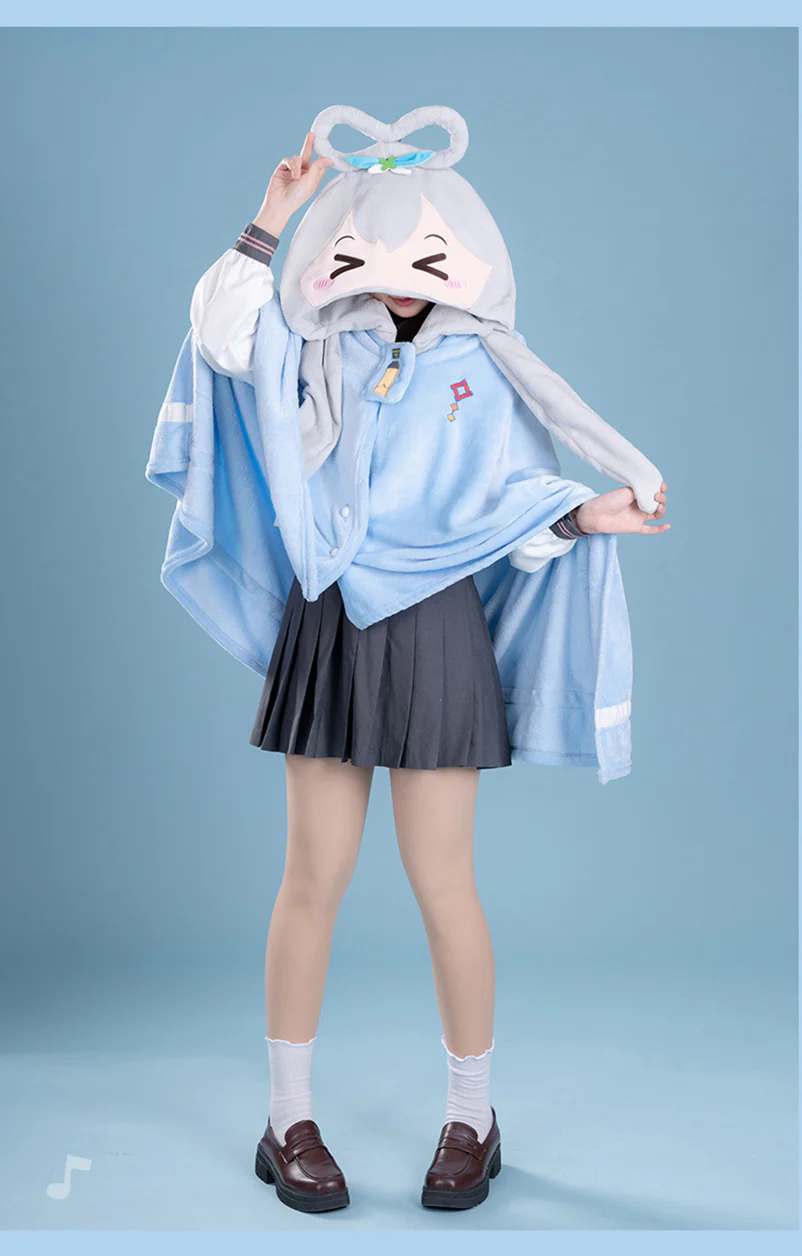 Moeyu - VSinger Luo Tianyi Squinting Eyes Series Multifunctional Hooded Blanket Pillow Warm Flannel Shawl