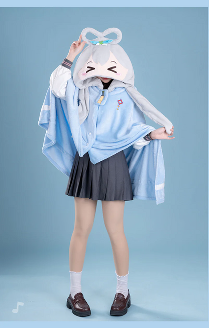 Moeyu - VSinger Luo Tianyi Squinting Eyes Series Multifunctional Hooded Blanket Pillow Warm Flannel Shawl