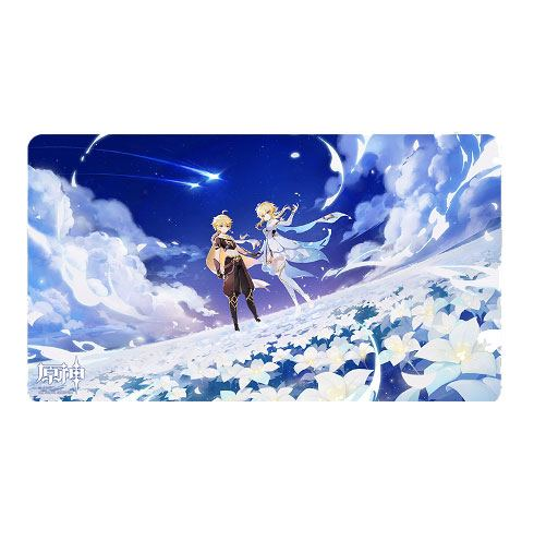 Genshin Impact Twin Stars on Floral Sea Mousepad Traveler - Aether & Lumine