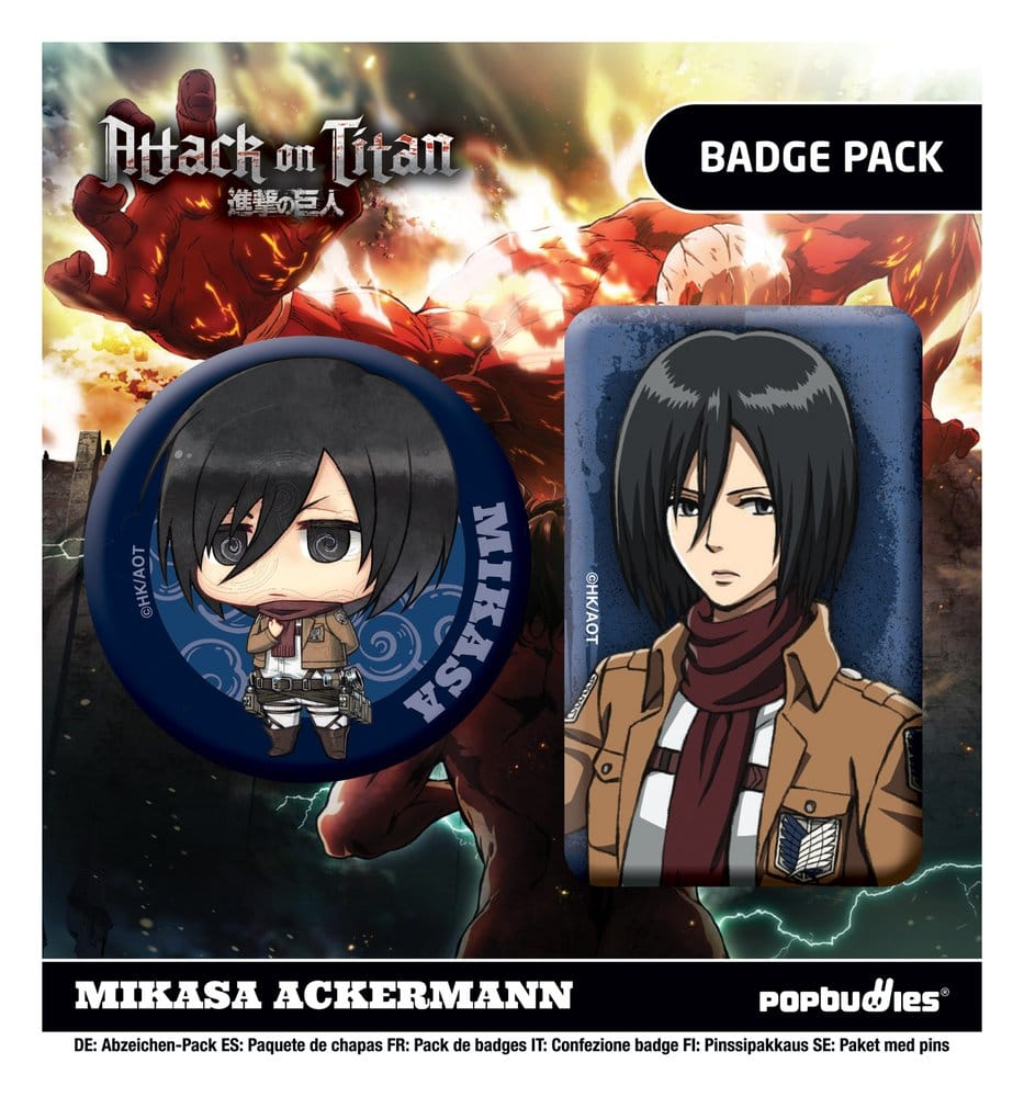 Attack on Titan Pin Badge 2-Pack Mikasa Ackerman