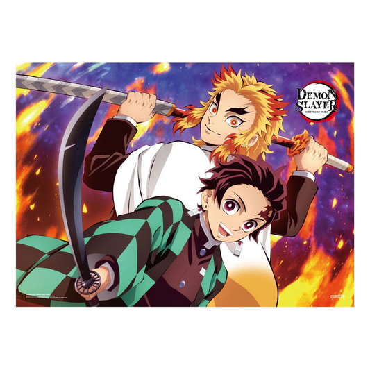 Demon Slayer Tanjiro And Kyojuro Rengoku Fabric Poster