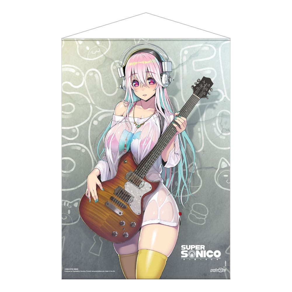 Super Sonico with Guitar Wall Scroll