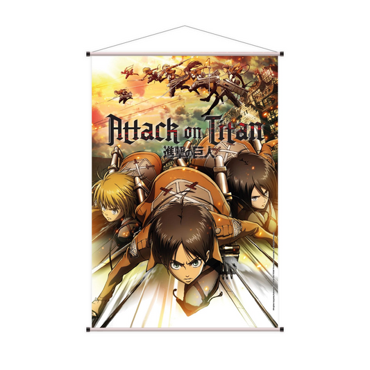 Attack on Titan Wallscroll Eren, Mikasa & Armin