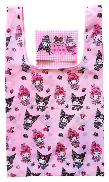Sanrio Kuromi & My Melody Foldable Shopping Bag Pink Black Party Series