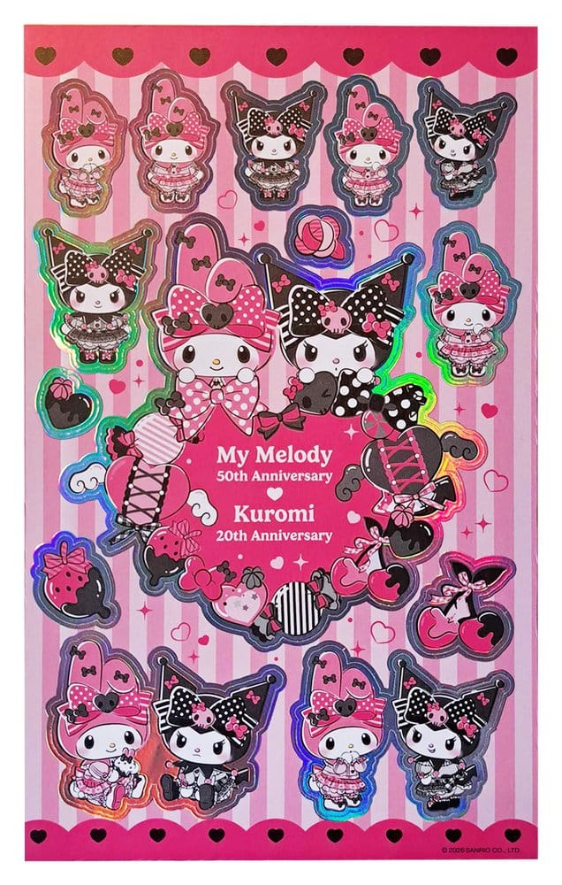 Sanrio Sticker Pack Kuromi & My Melody - Pink & Black Party Series